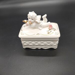 Vintage porcelain angel trinket box 1960s